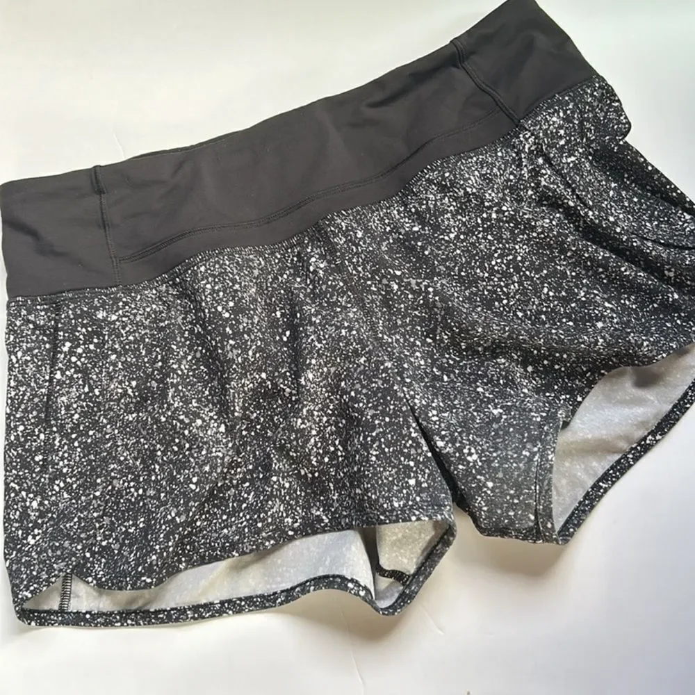 Lululemon Run Times Short in Mini Splatter White Black Size 6